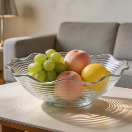 Light Luxury Wavy Glass Fruit Bowl Ornament