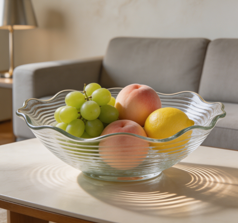 Light Luxury Wavy Glass Fruit Bowl Ornament
