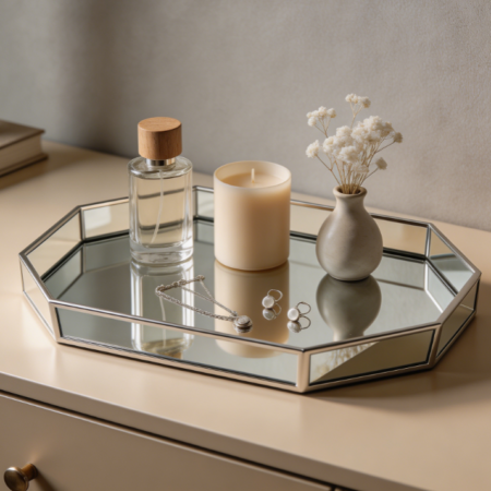 Geometric Mirrored Decorative Tray Ornament